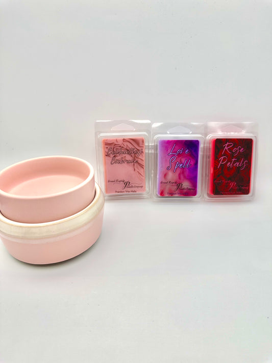 Pink Wax Melter Bundle with 3 Wax melts Oil Warmer Candle Hot Plate