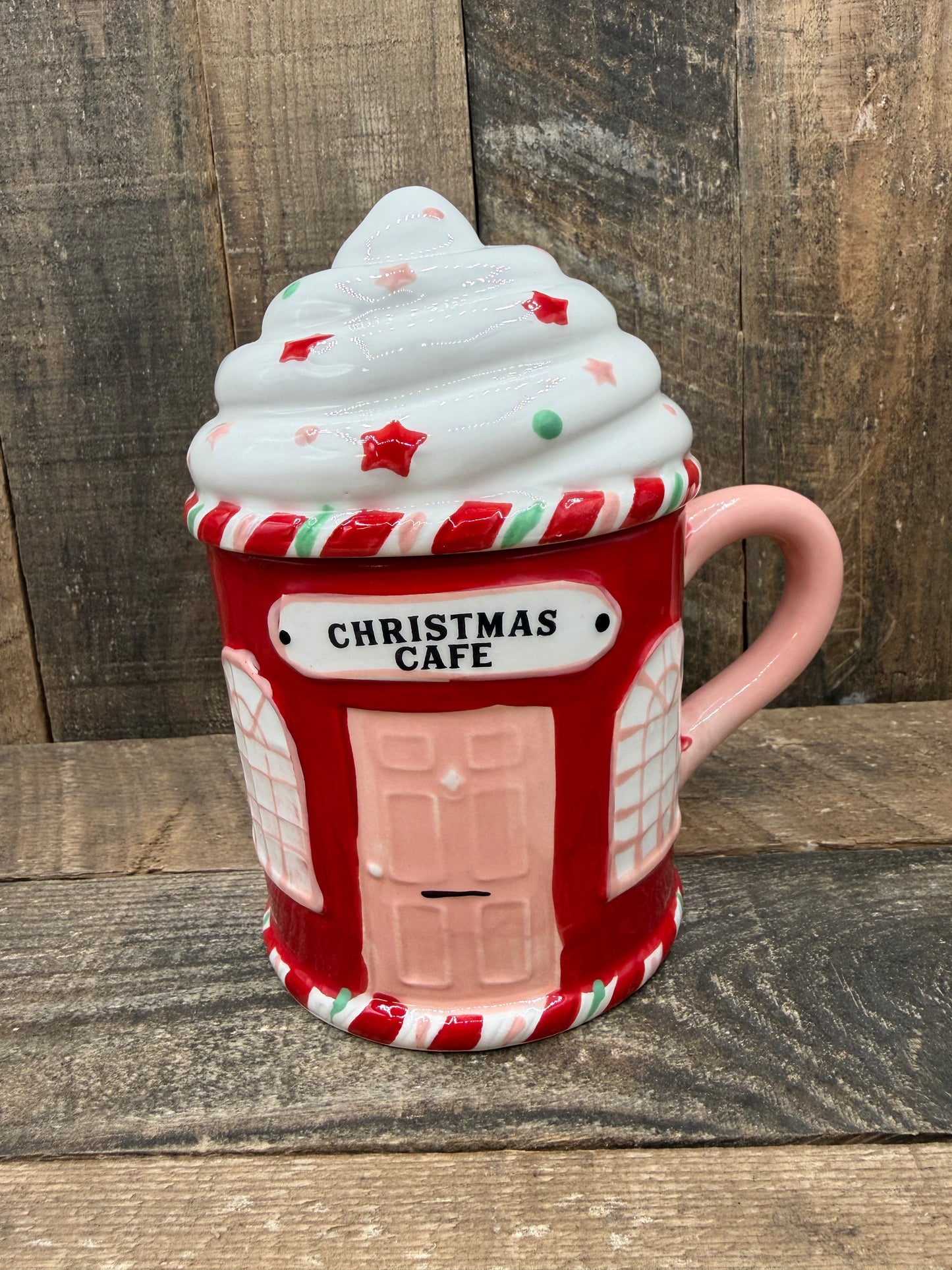 💟Holiday Coffee Mug Candle With Lid Reindeer Cafe Present