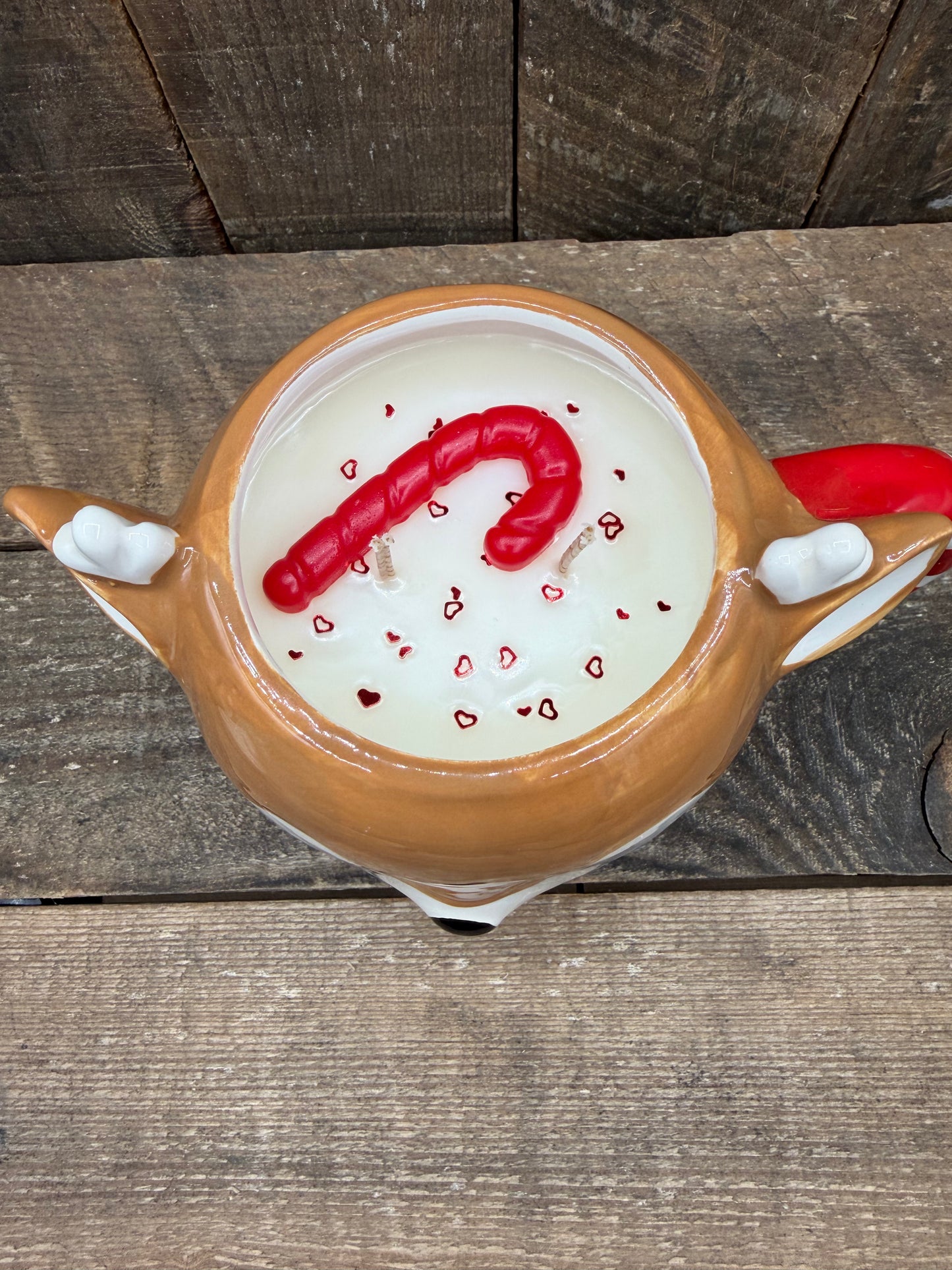 💟Holiday Coffee Mug Candle With Lid Reindeer Cafe Present