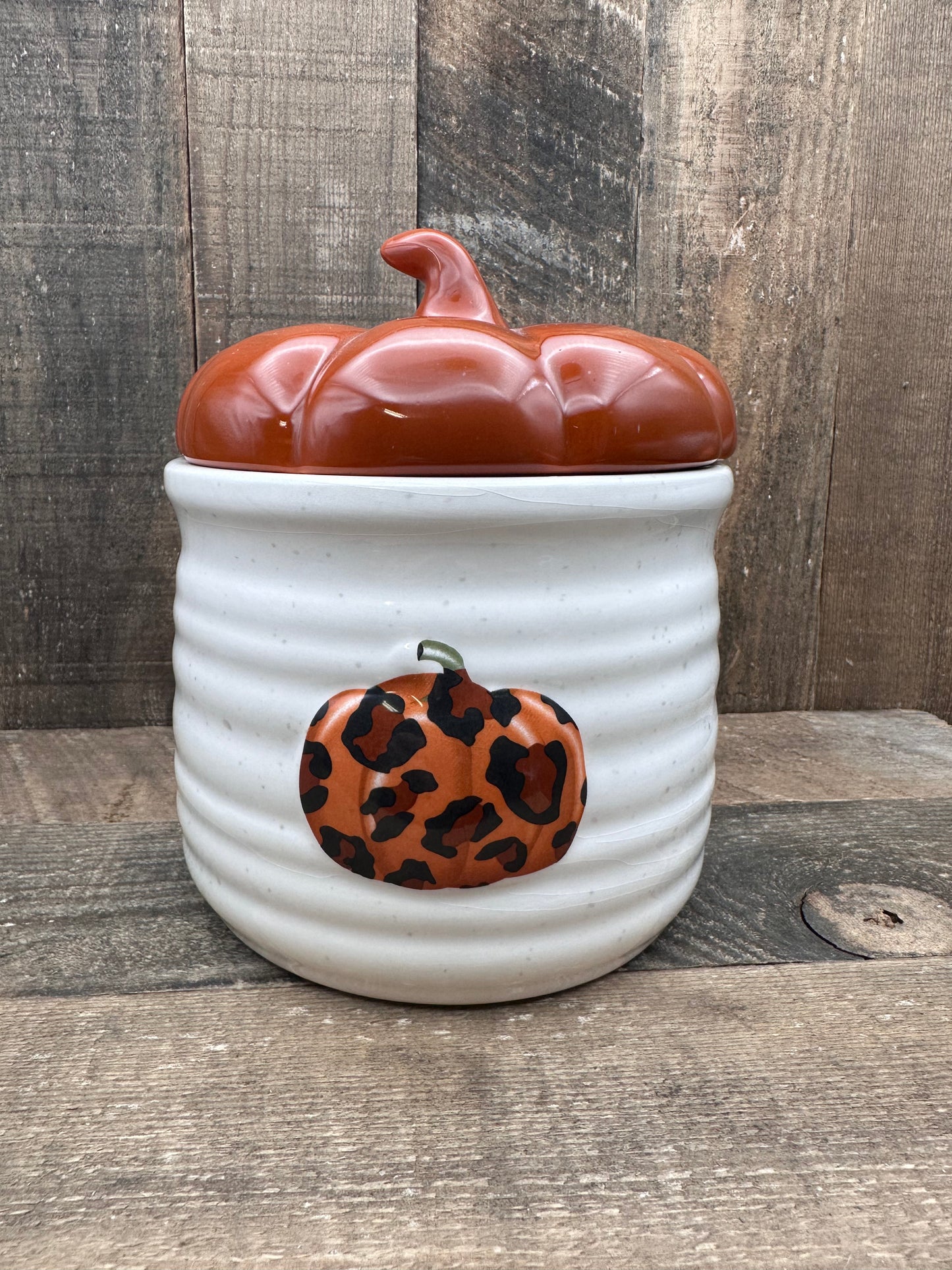 Pumpkin Spice 4 Wick Leopard Print White Fall Halloween Reclaimed Candle