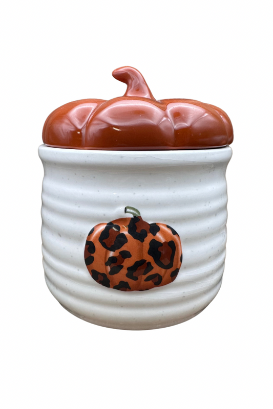 Pumpkin Spice 4 Wick Leopard Print White Fall Halloween Reclaimed Candle