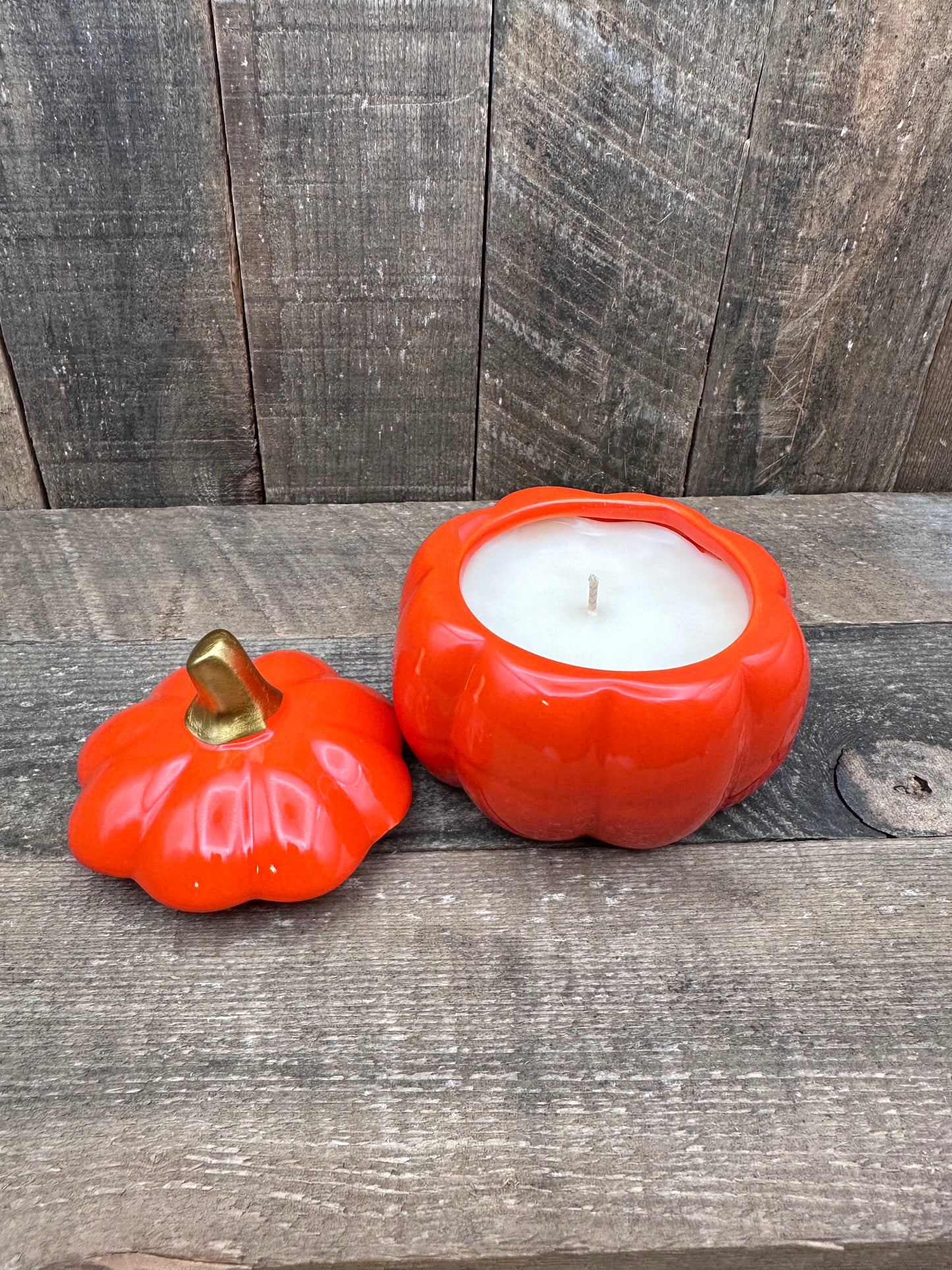 Small Orange Pumpkin Fall Halloween 9 ounce Candle