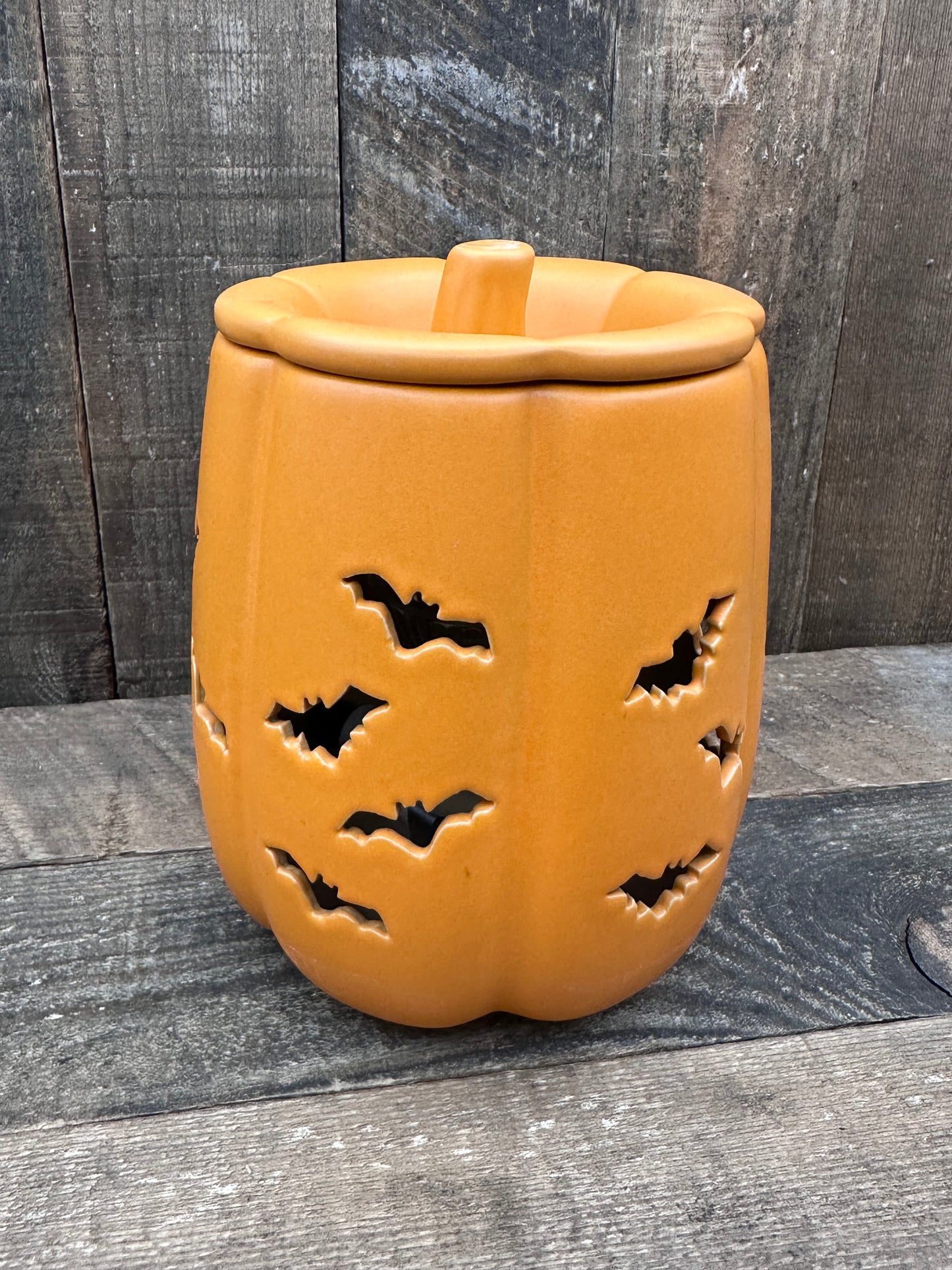 Carved Bat Pumpkin Wax Melter Fall Halloween Essential Oil Warmer