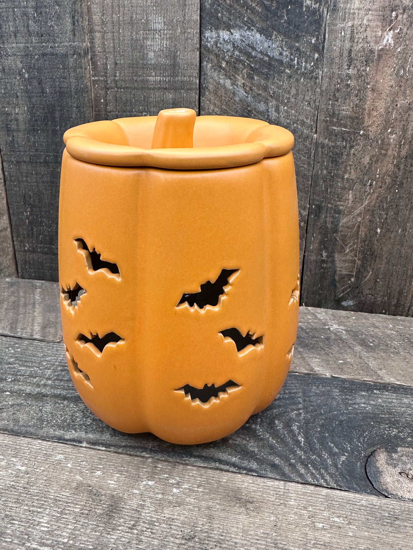 Carved Bat Pumpkin Wax Melter Fall Halloween Essential Oil Warmer