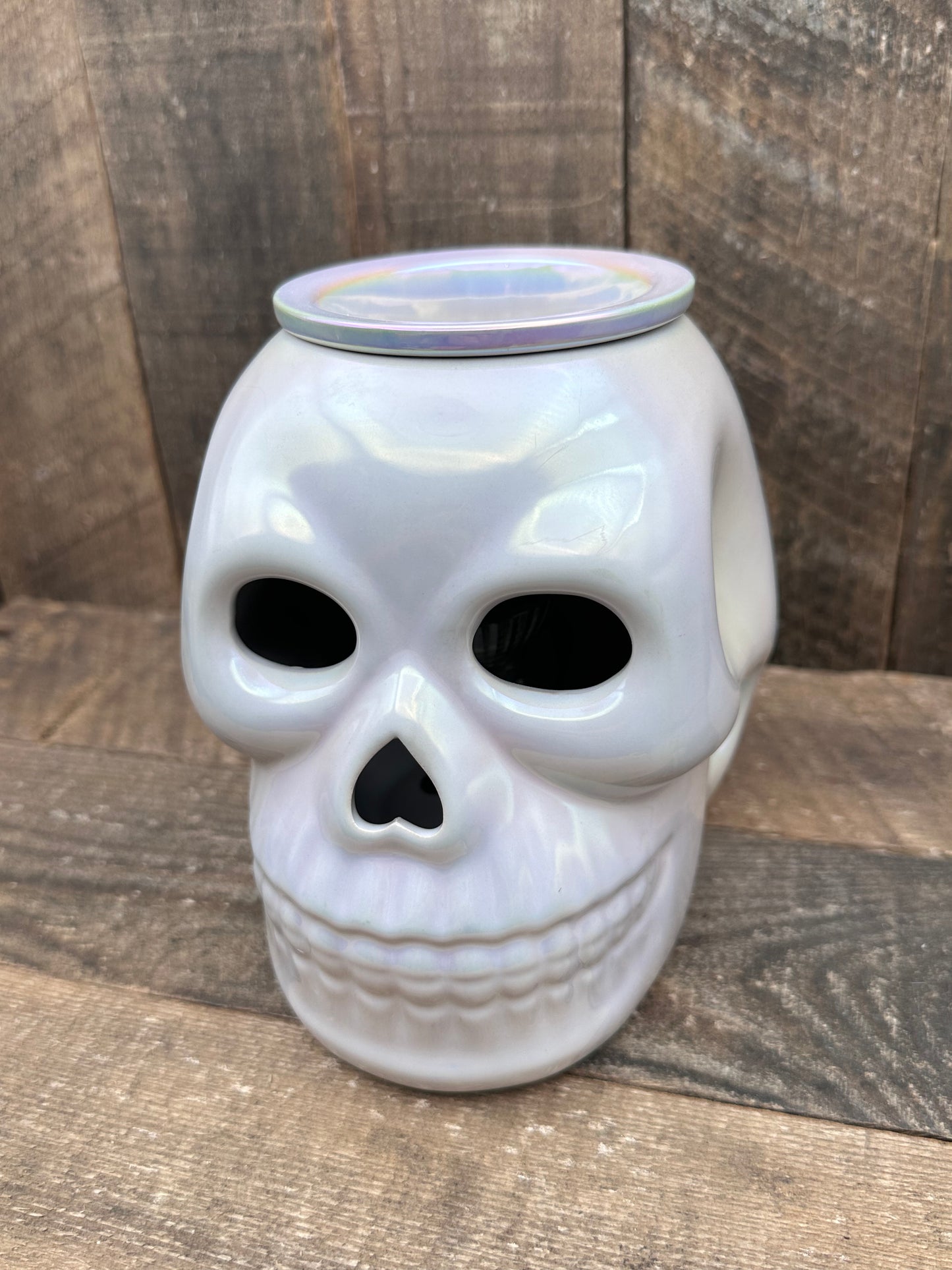 Skull Iridescent Wax Melter Fall Halloween Essential Oil Warmer Spooky