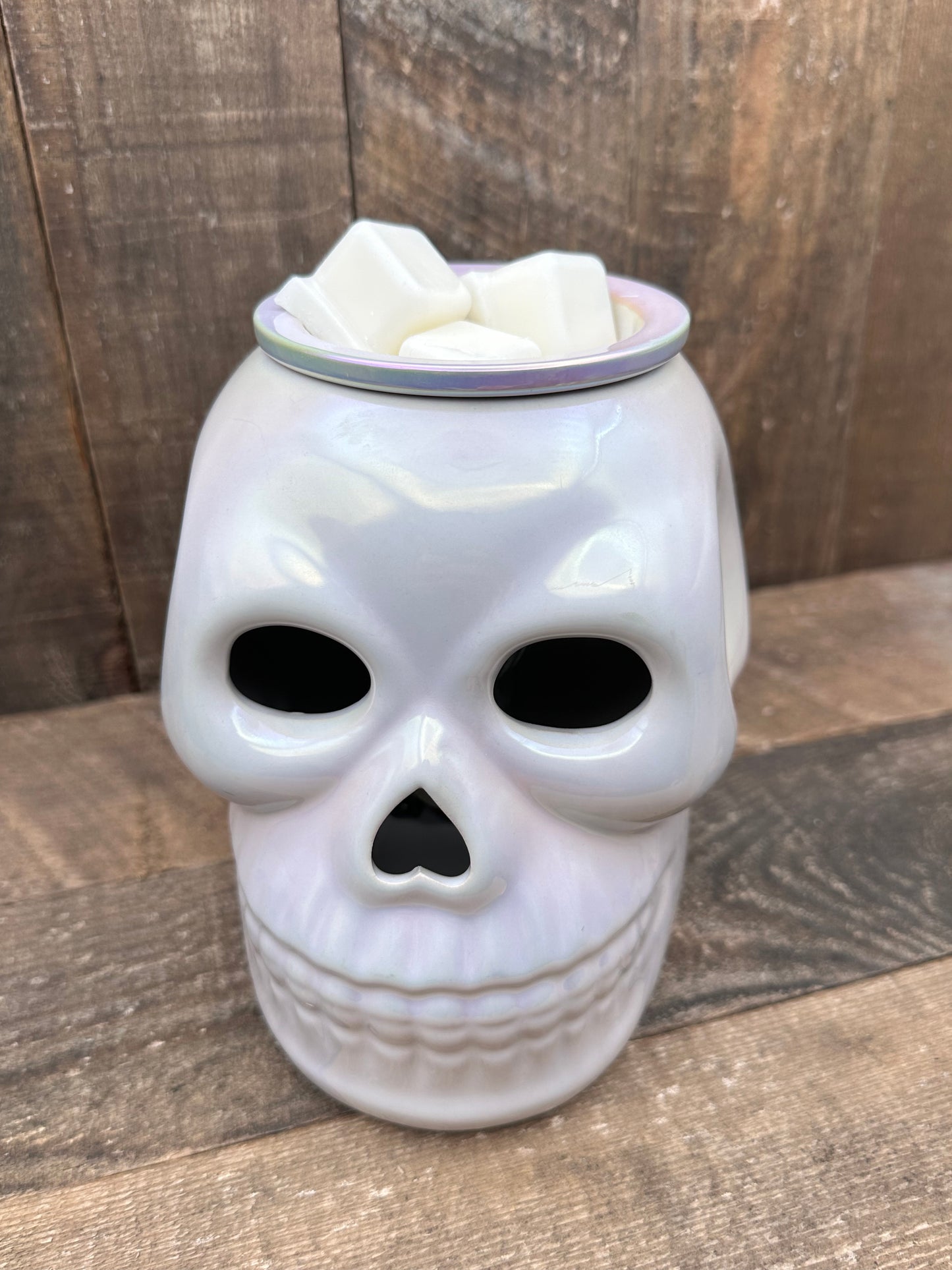 Skull Iridescent Wax Melter Fall Halloween Essential Oil Warmer Spooky