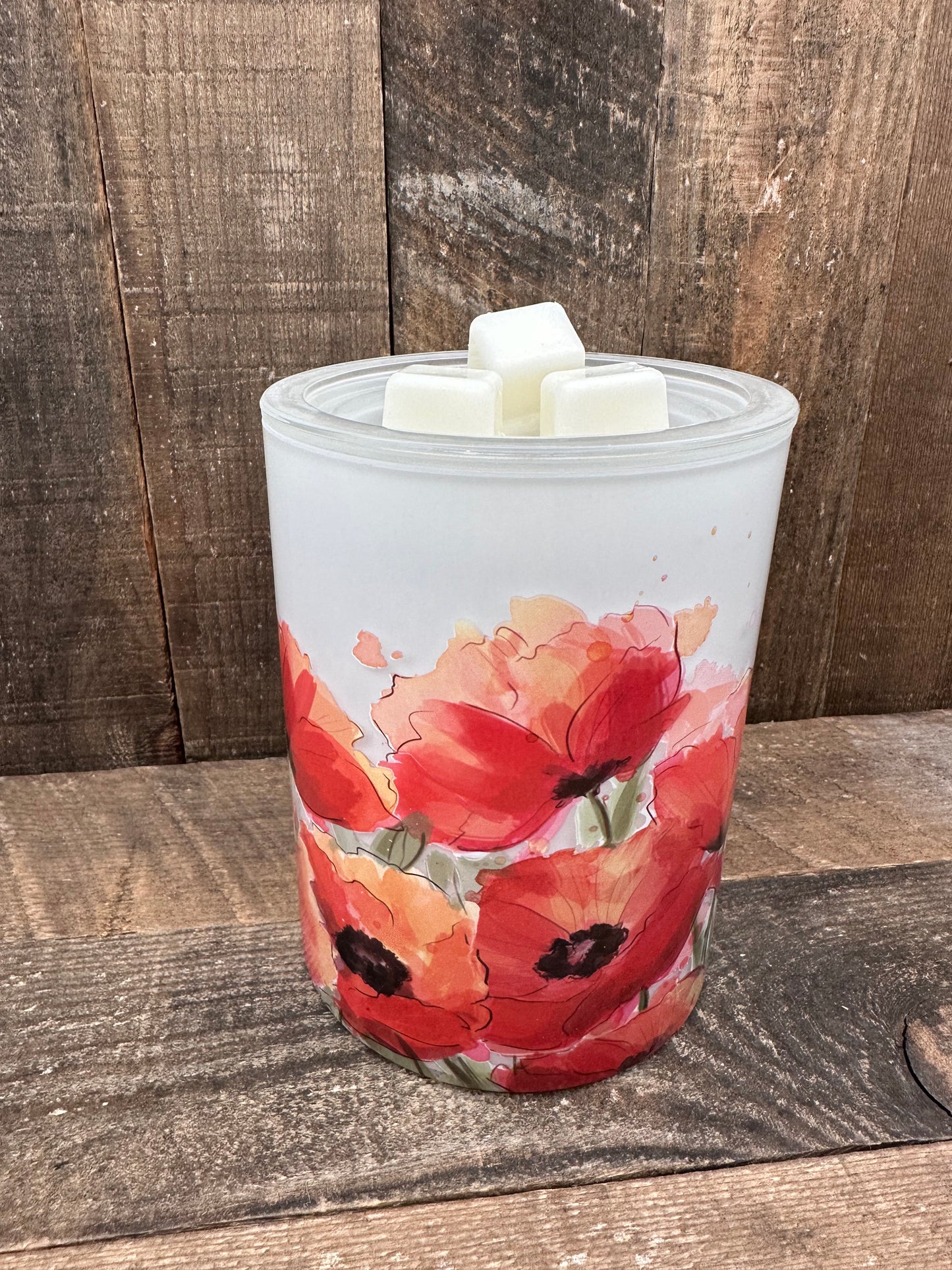 Poppy Red Flower Wax Melter Candle Warmer Modern Essential Oil Floral