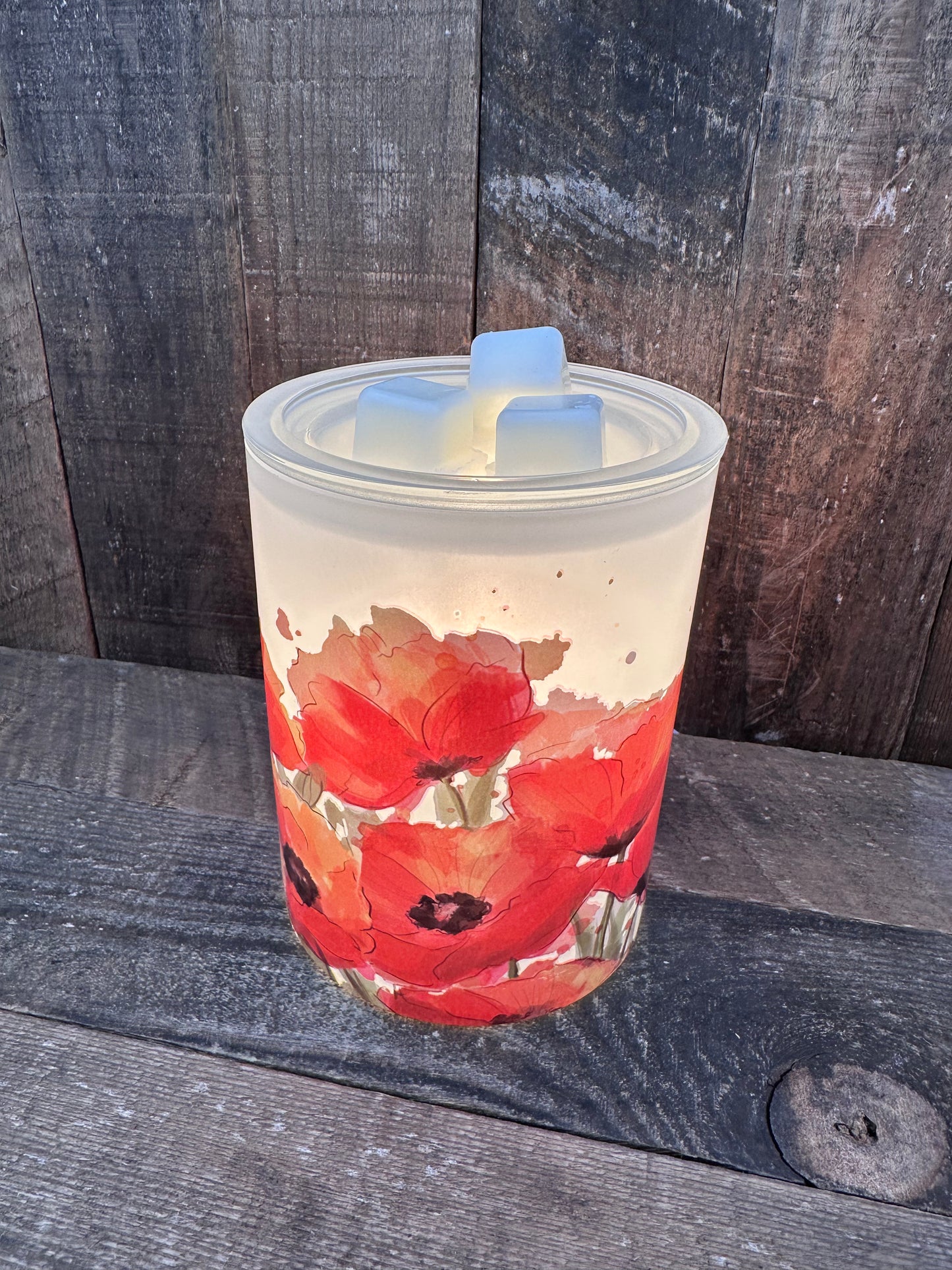 Poppy Red Flower Wax Melter Candle Warmer Modern Essential Oil Floral