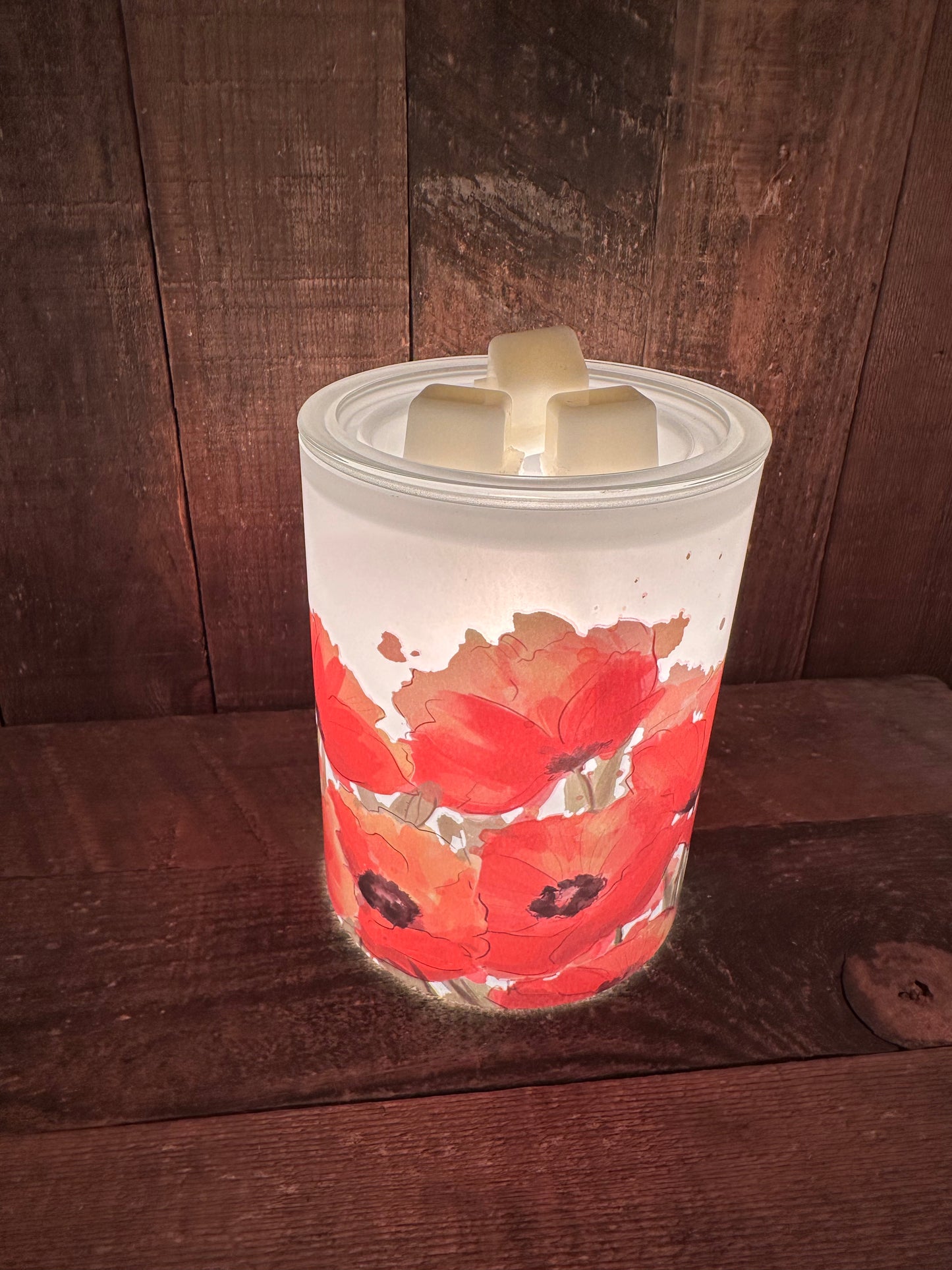 Poppy Red Flower Wax Melter Candle Warmer Modern Essential Oil Floral