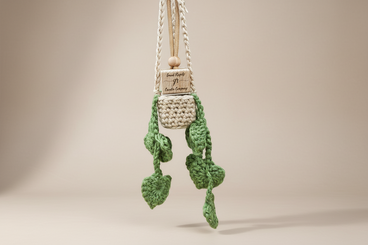 Hanging Plant Basket Car Air Freshener Cover Diffuser Travel Boho Crocheted