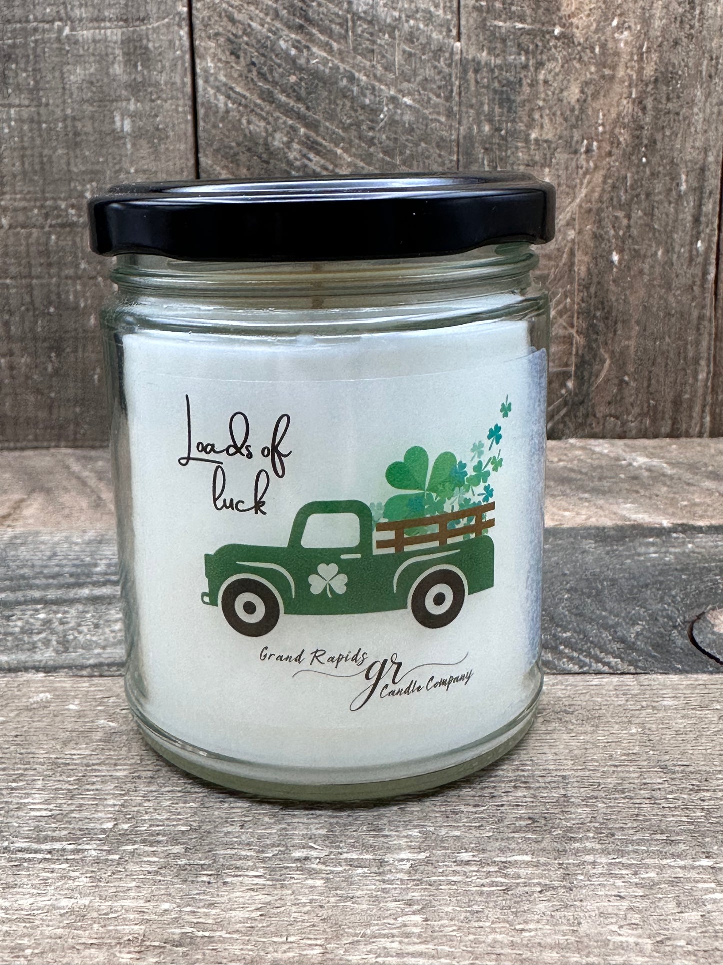 St. Patrick’s Day Loads of Luck old classic truck 9oz Soy Blend Candle