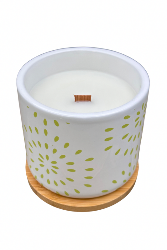 Green Flowerburst Sea Salt Orchid Reclaimed Woodwick Candle