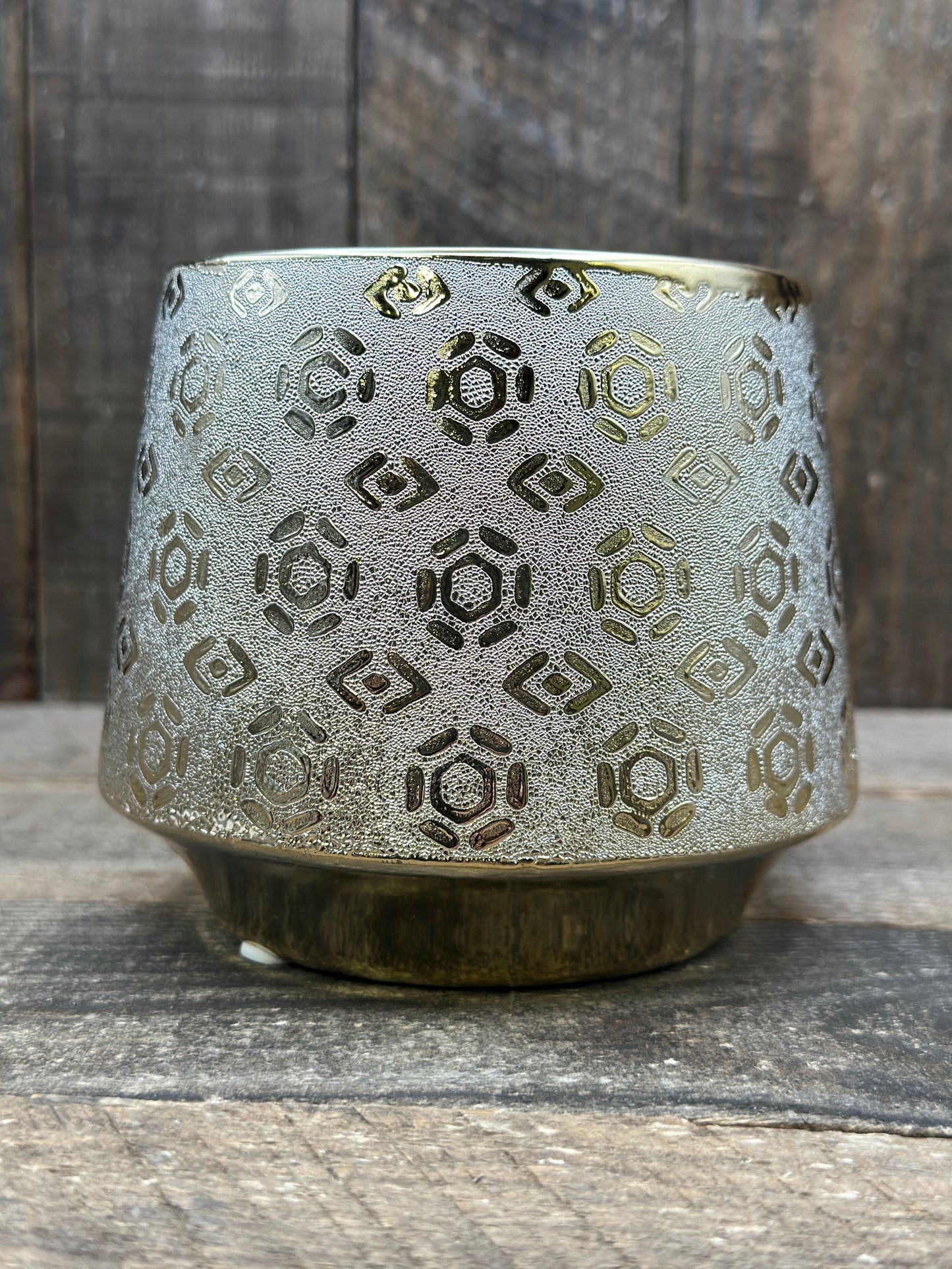 Gold Textured Reclaimed Basil, Sage and Mint Candle