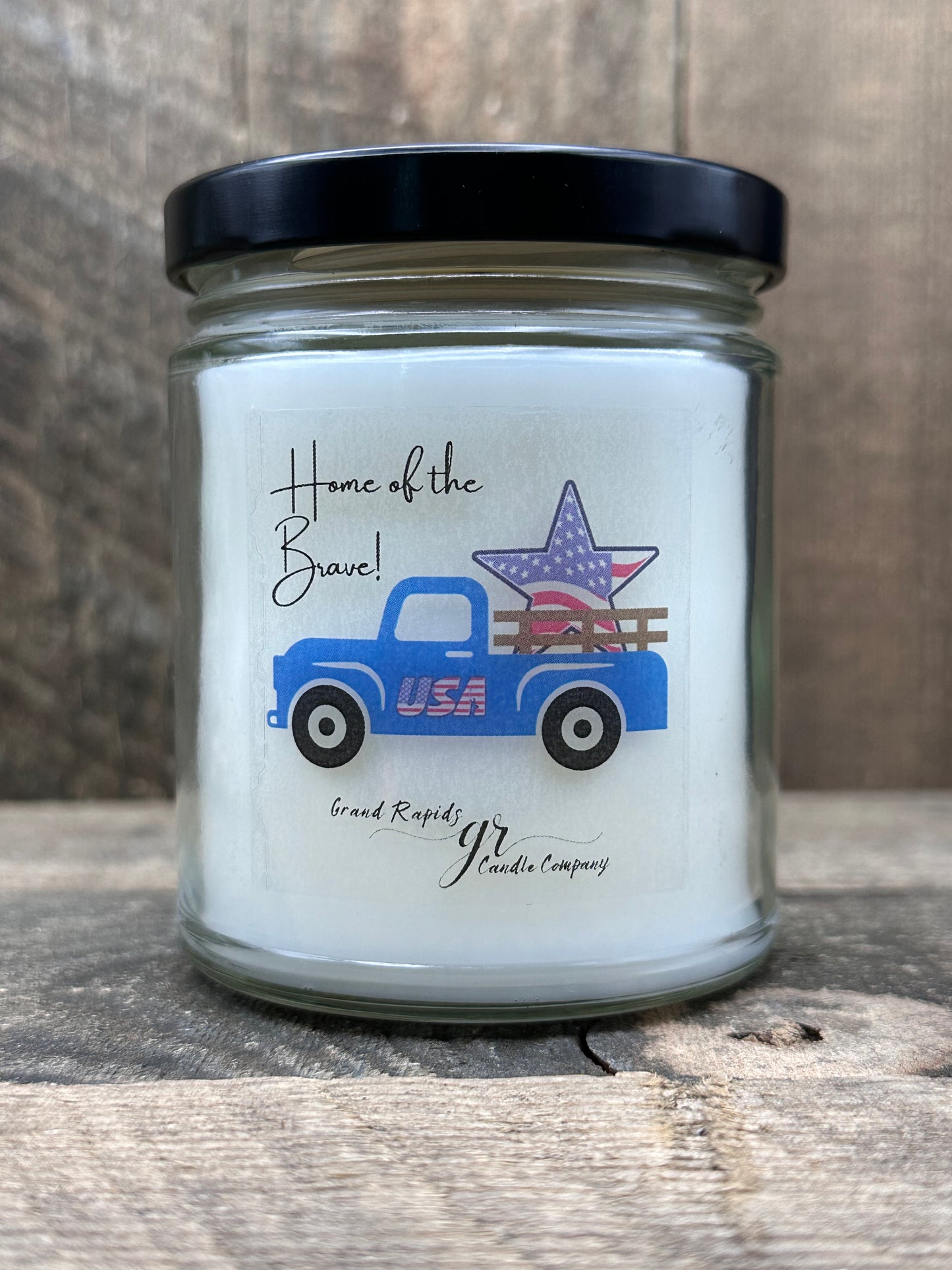 Home of the Brave old classic truck 4th of July 9oz Soy Blend Candle