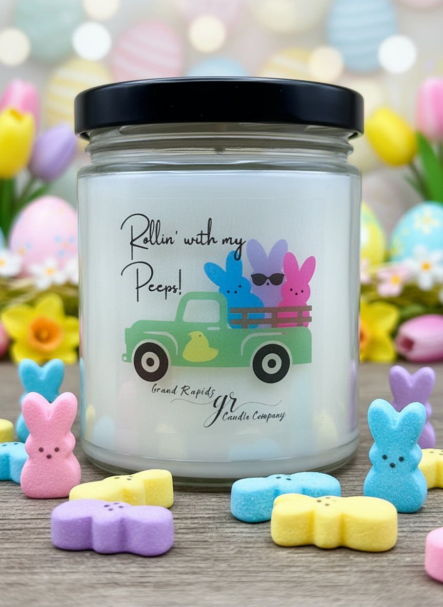 Rollin’ with my peeps Candle for Easter old classic truck 9oz Soy Blen