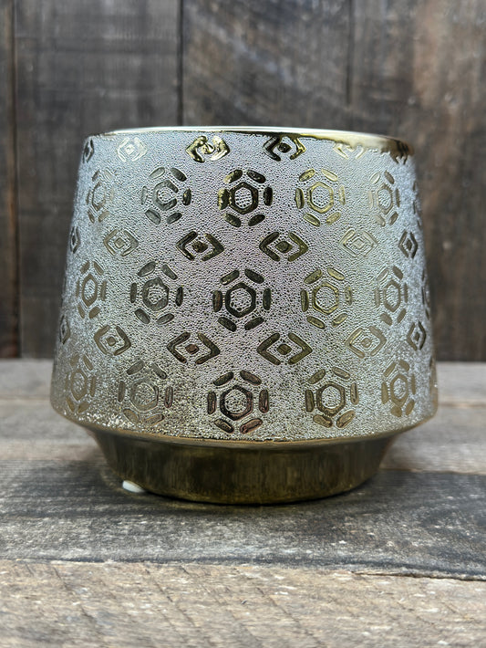 Gold Textured Reclaimed Basil, Sage and Mint Candle