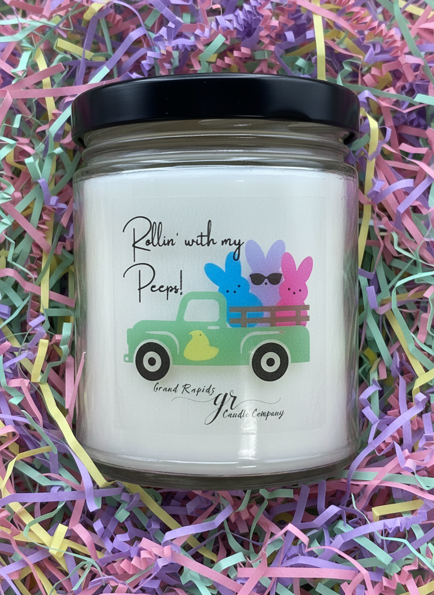 Rollin’ with my peeps Candle for Easter old classic truck 9oz Soy Blen