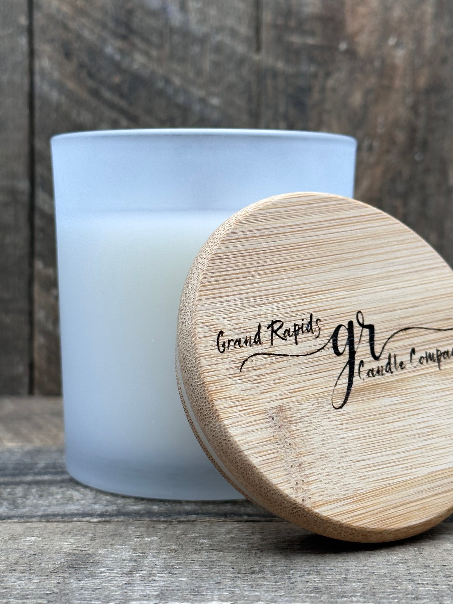 Frosted White wood wick Tumbler 9 oz soy blend candle