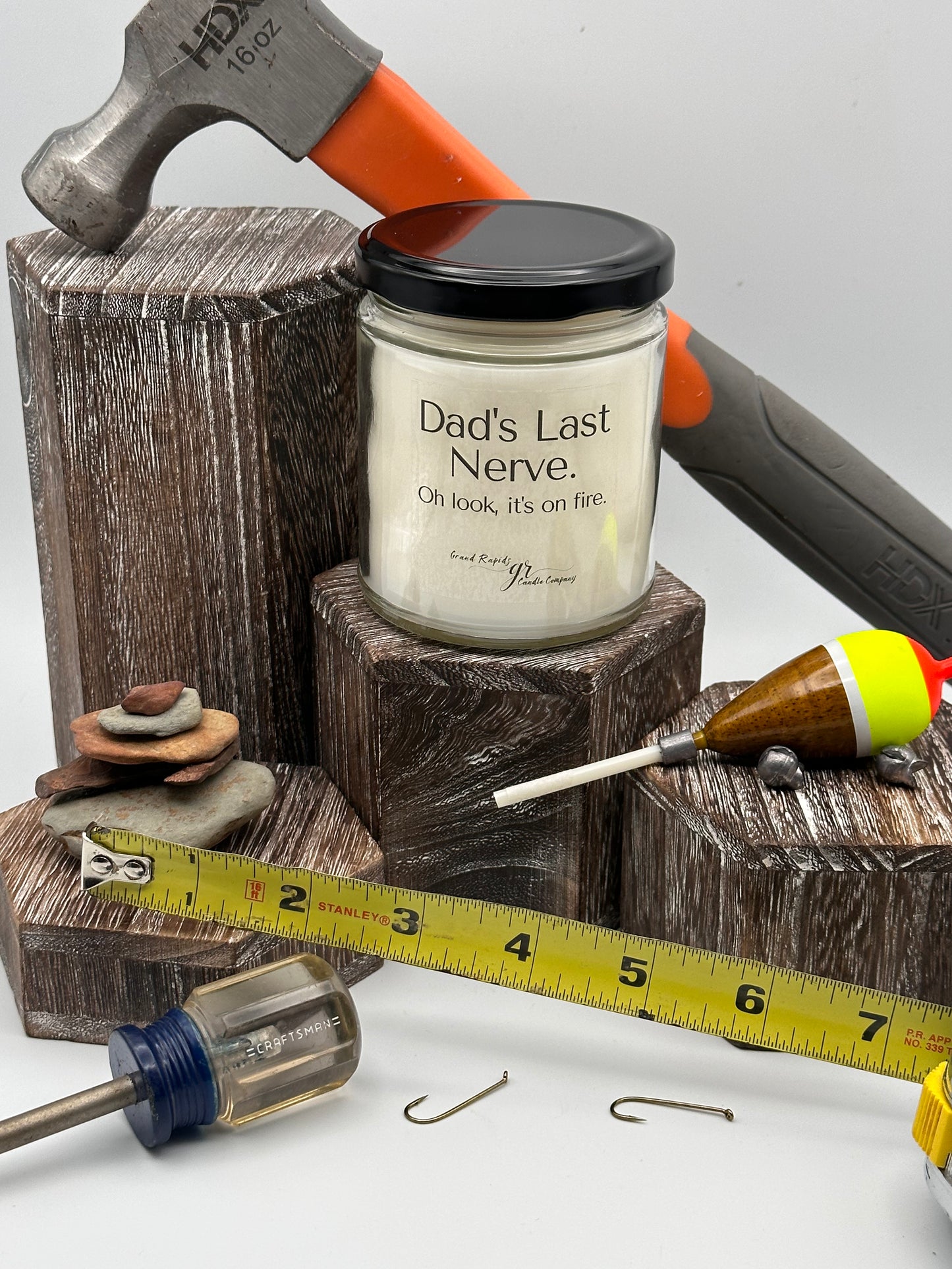 Dad's last nerve. Oh look, it's on fire. 9oz Soy Blend Candle