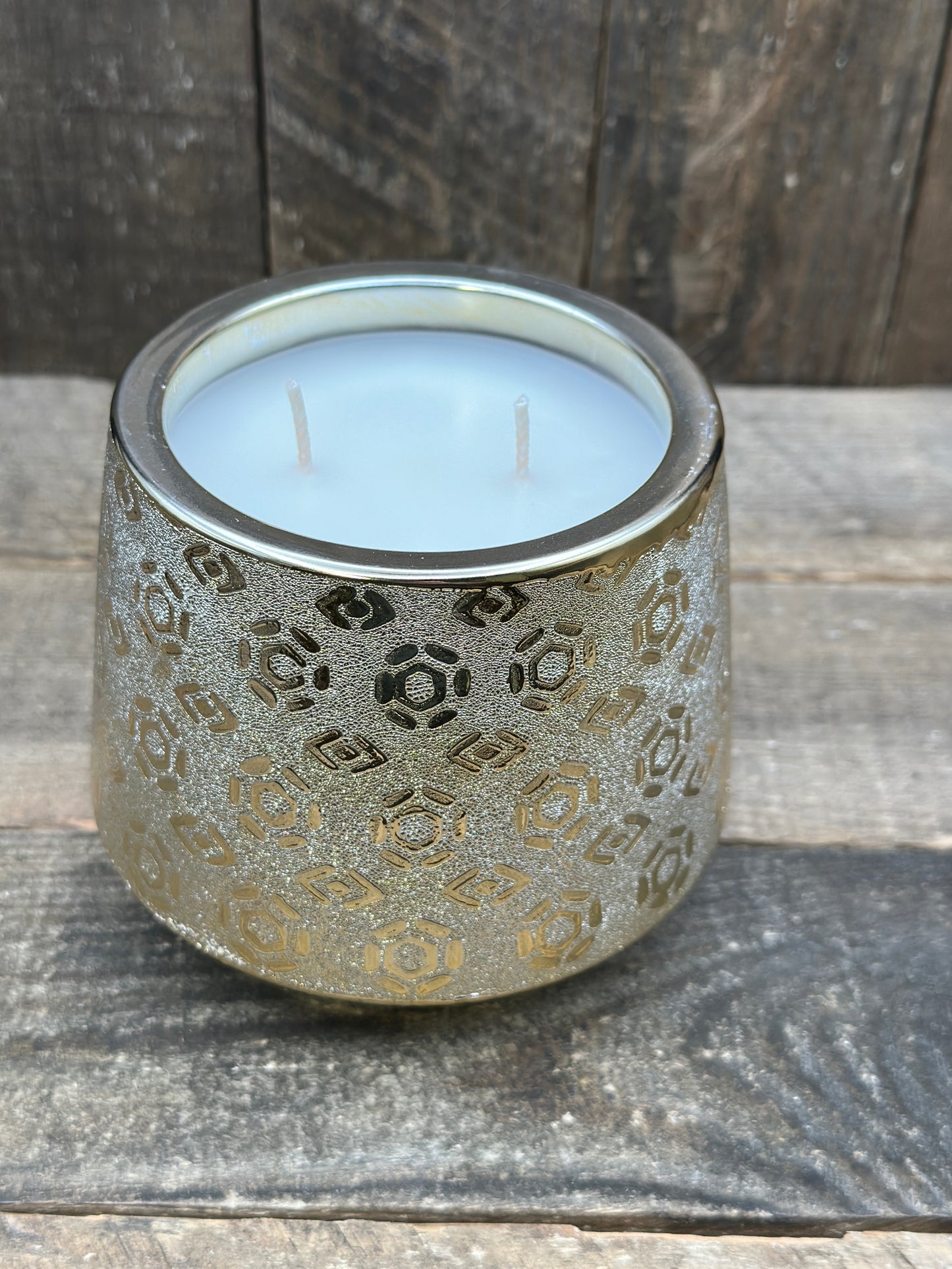 Gold Textured Reclaimed Basil, Sage and Mint Candle