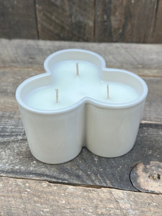 Three Wick Triangle White Reclaimed Vanilla Candle