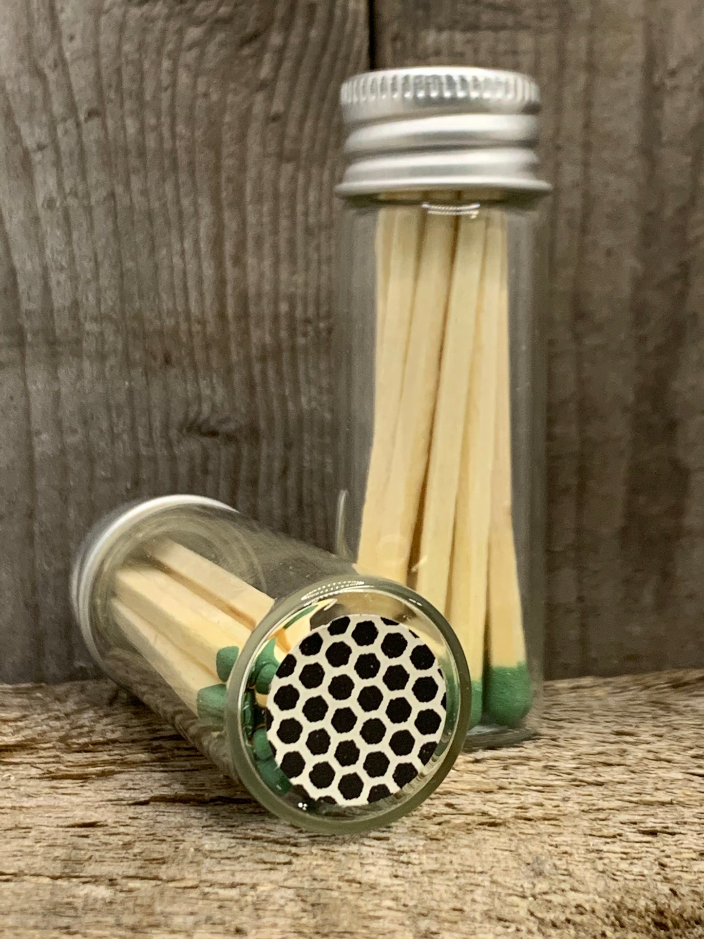 Matches in glass bottle