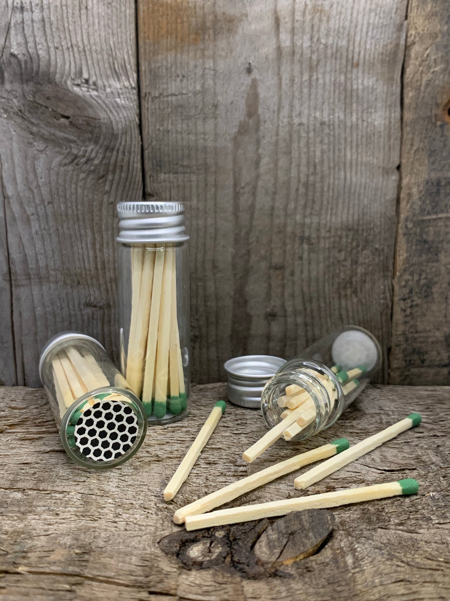 Matches in glass bottle