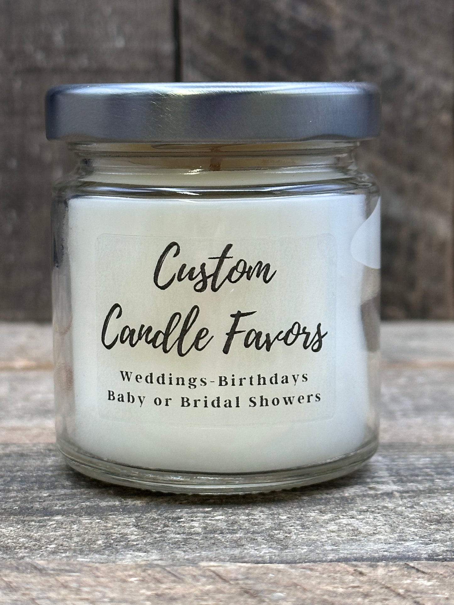 Custom wedding candle favors baby and bridal shower too 4 ounce